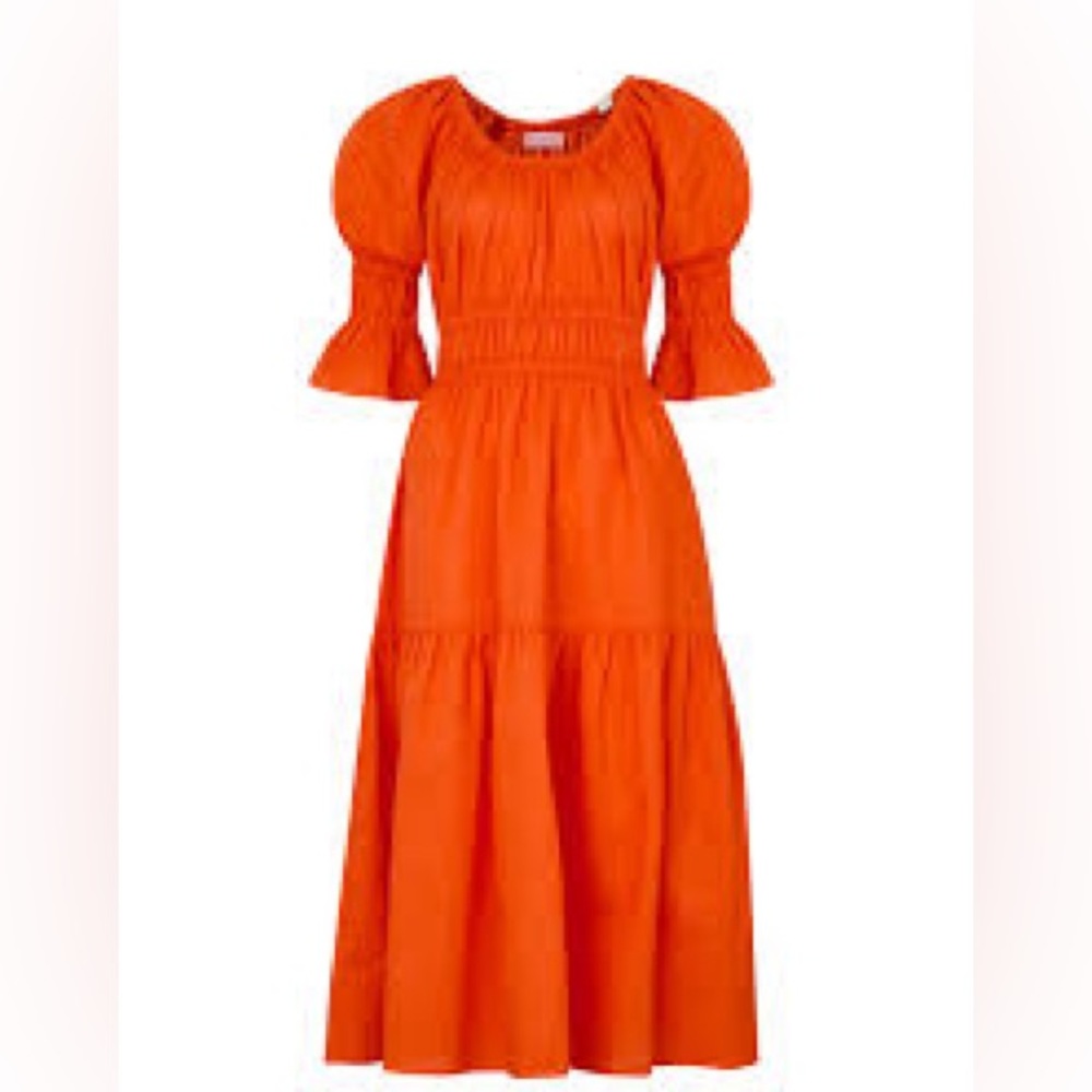 Kitri Margot Coral Midi Dress US4 / UK8